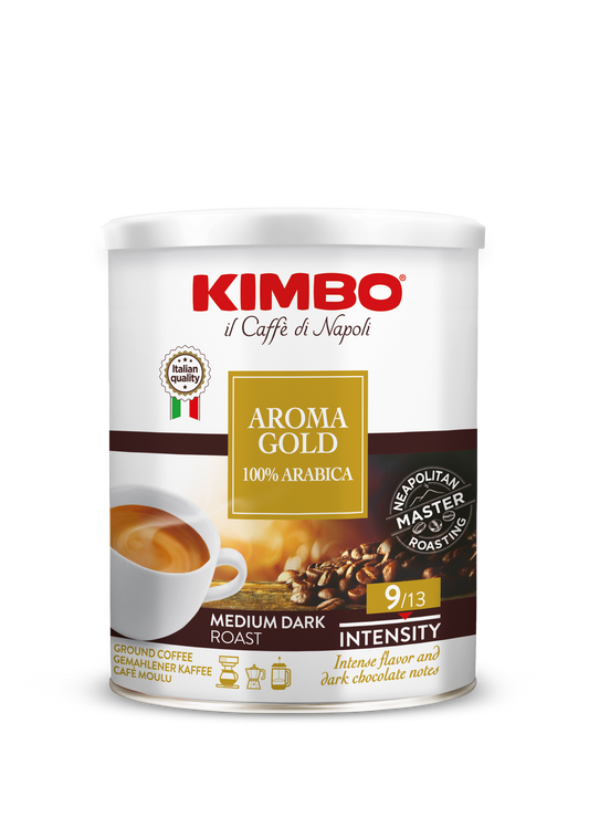 Kimbo Aroma Gold 100% Arabica Ground Coffee 250g Tin