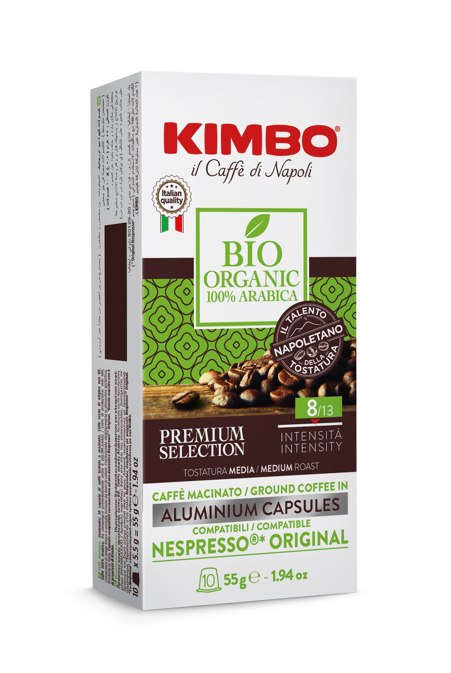 Kimbo Bio Organic Aluminium Nespresso ®* Compatible Capsules 55g