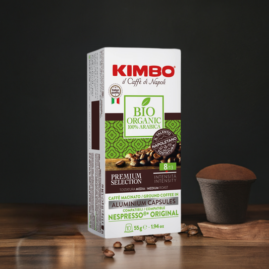 Kimbo Bio Organic Aluminium Nespresso ®* Compatible Capsules 10x55g