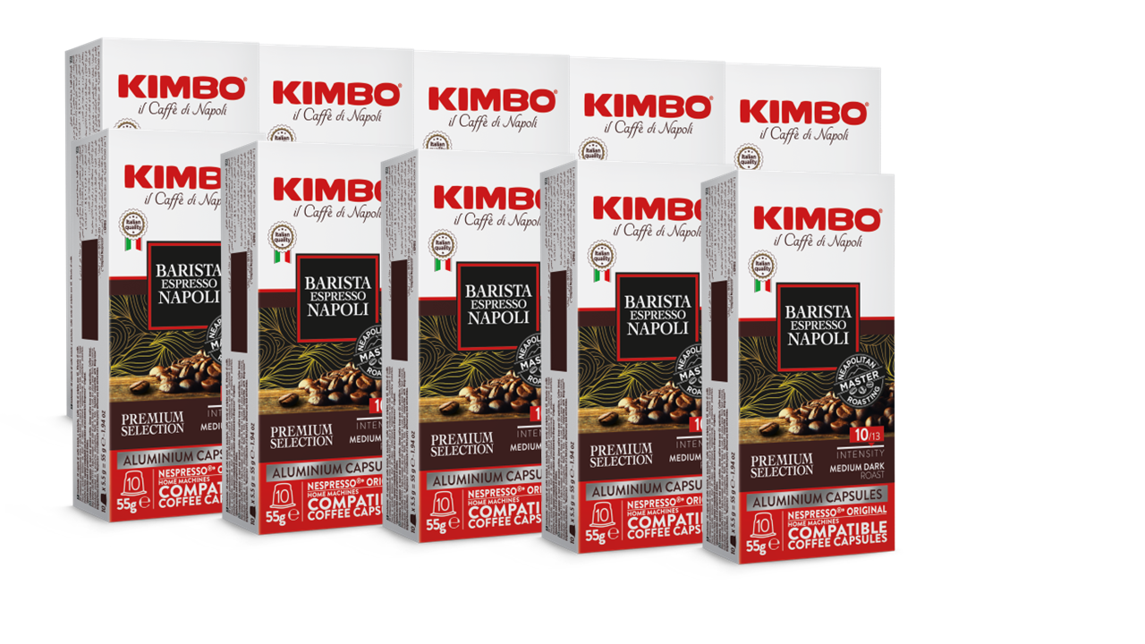 キムホノ Kimbo Napoli Aluminium Nespresso ®* Compatible Capsules 10x55g